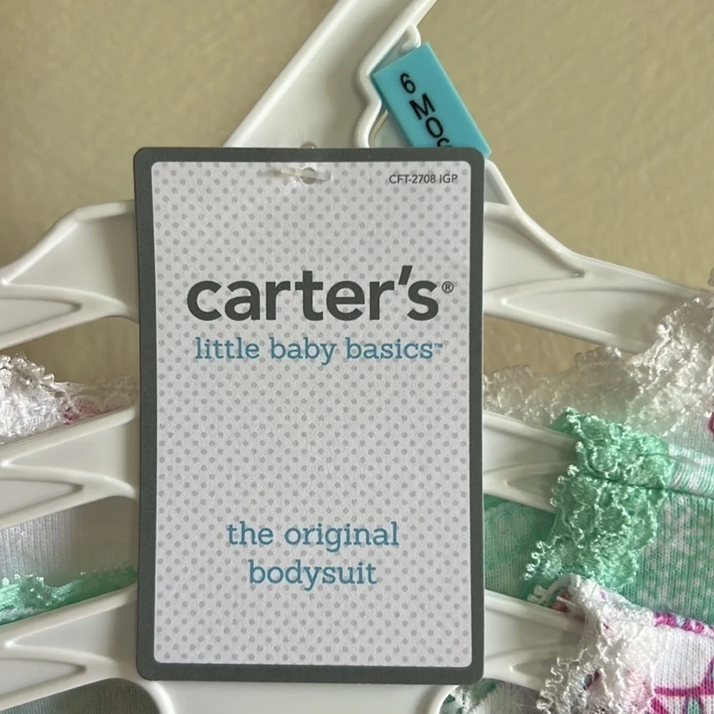 CARTER’s LITTLE BABY BASICS BODYSUIT GIRLS RUFFLE SIZE 6 months New with tags